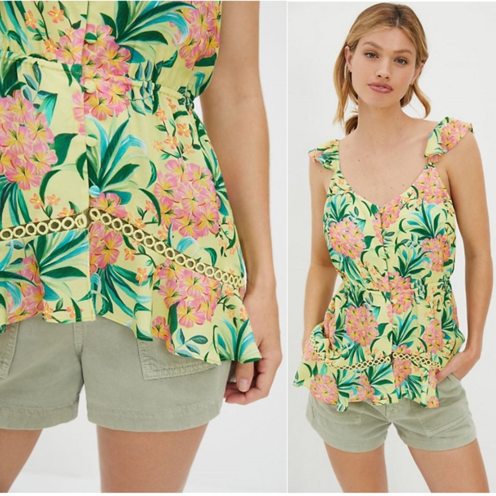 Farm Rio Ruffled Floral Tank - Picture 2 of 6